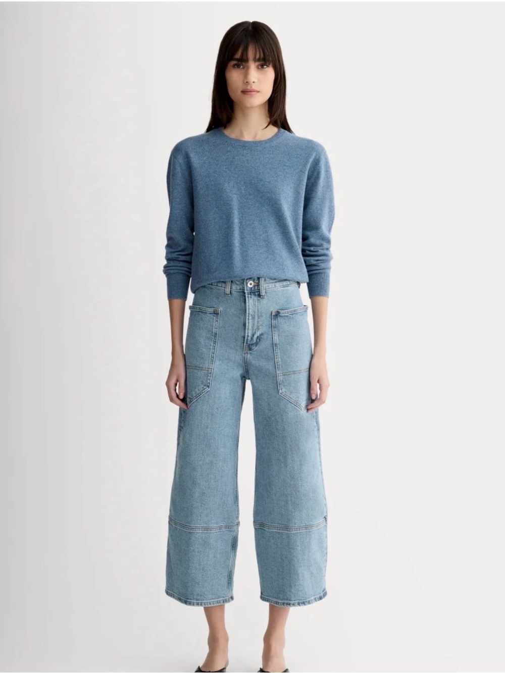 Everlane The Way High Gardener Cropped Jean, 33R, Shallow Beach